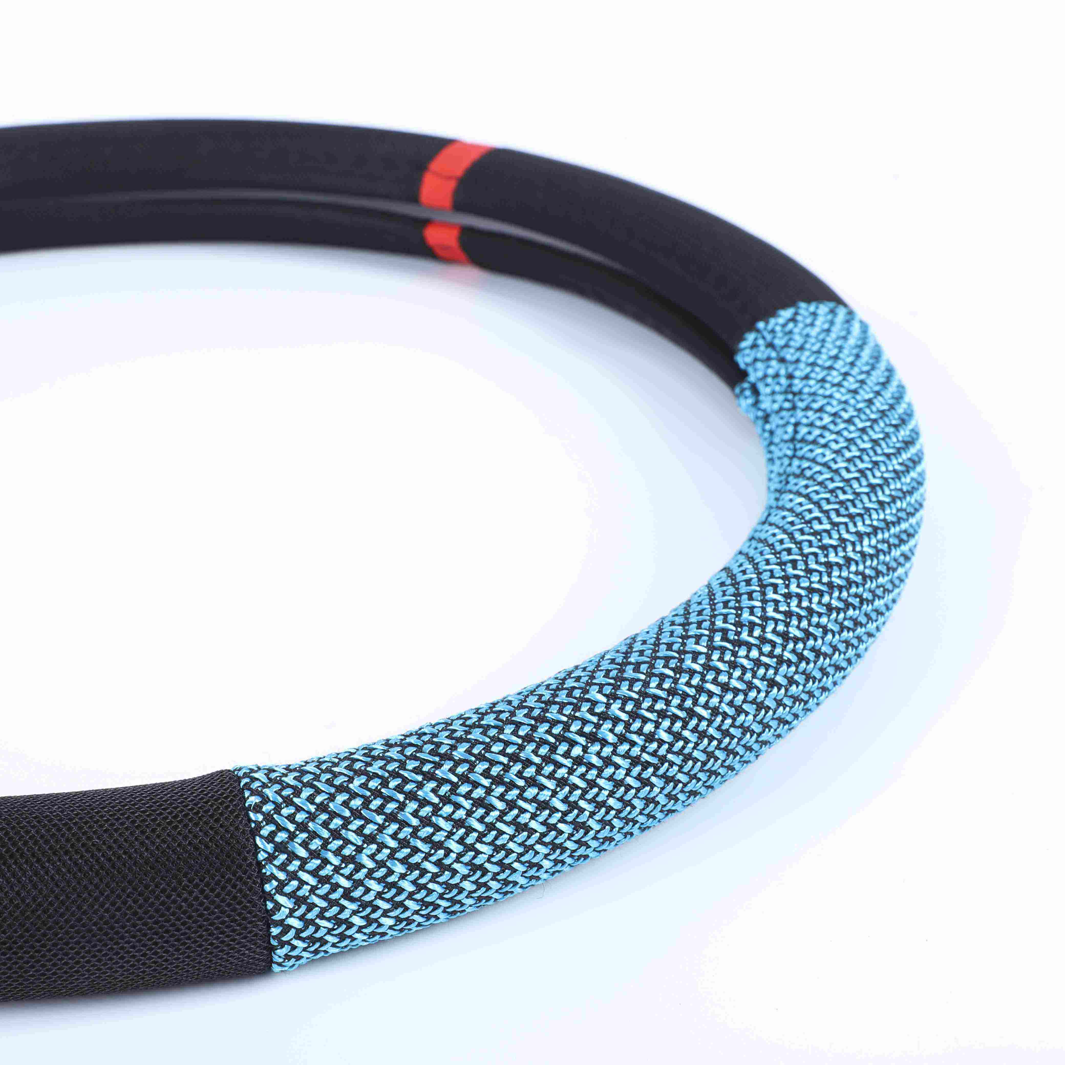 Universal Black Ice Silk Steering Wheel Cover with Stitching - Automotive Interior Accessory